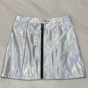 Holographic Silver Skirt with Zipper